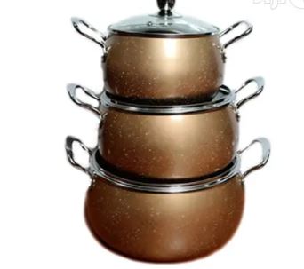 Aluminum Pot - Set 3 With Glass Lid