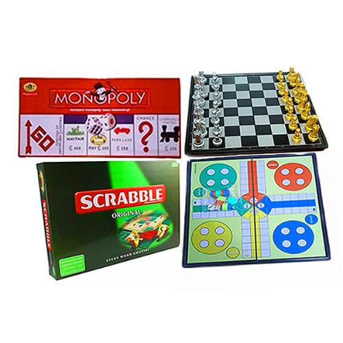 Chess, Scrabble, Monopoly And Ludo Game Bundle