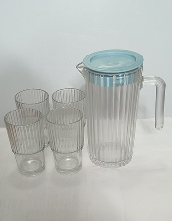COMATE Glass Cups and Jug for Beer - 300ml and 1200ml (5pcs)