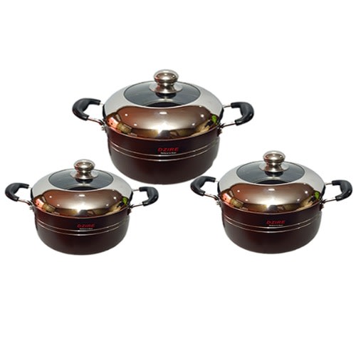 Nonstick Pot Set 3 With Half Stainless Cover - Big - DZ5116