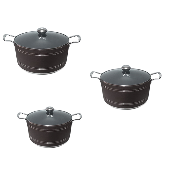 Nonstick Pot With Glass Lid (Big) -Set 3 - MC-1093