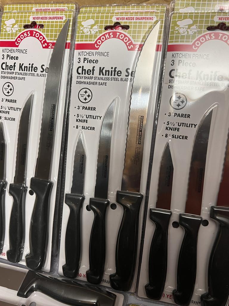 3 Piece Chef Knife Set- 144 Pieces - Wholesales