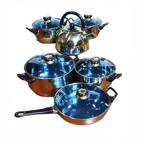 12Pcs Cookware Set- Brown
