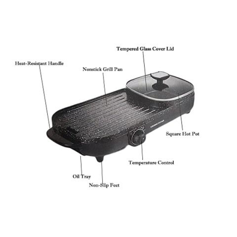 2-In-1 Electric Cooking Stove With Grill and Hot Pot