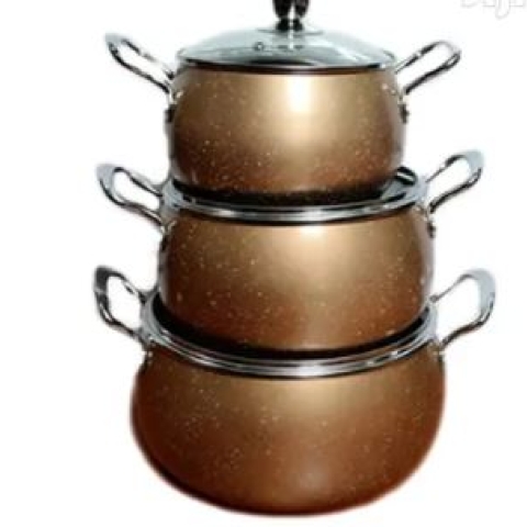 Aluminum Pot - Set 3 With Glass Lid