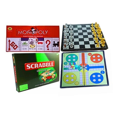  Chess, Scrabble, Monopoly And Ludo Game Bundle