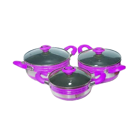Nonstick Aluminum Cooking Pot - Set 3 - Purple