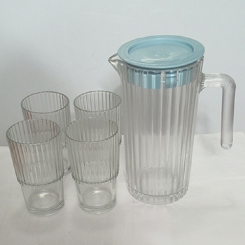 COMATE Glass Cups and Jug for Beer - 300ml and 1200ml (5pcs)