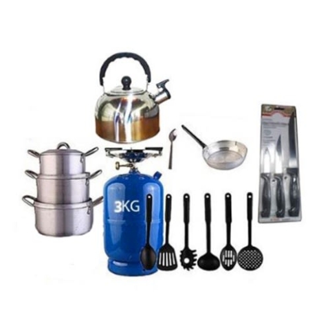 Economy Kitchen Bundle - 3kg Gas Cylinder & Kitchen Utensils