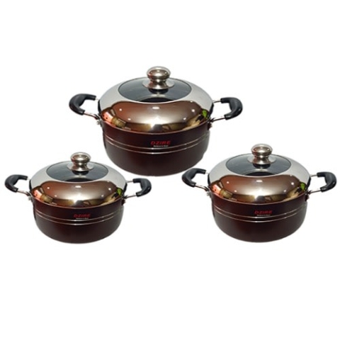 Nonstick Pot Set 3 With Half Stainless Cover - Big - DZ5116