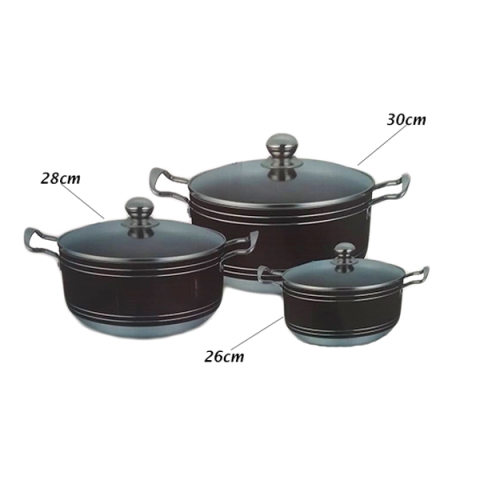 Nonstick Pot With Glass Lid (Big) -Set 3 - MC-1093