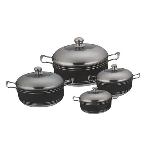 Nonstick Pot Set 4 With Half-Stainless Lid - Big
