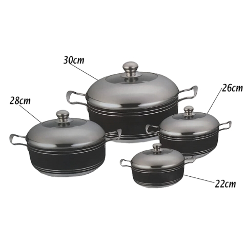 Nonstick Pot Set 4 With Half-Stainless Lid - Big