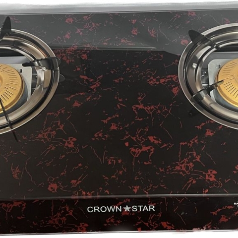 Crown Star Table Top Gas With Glass (Black and Red)